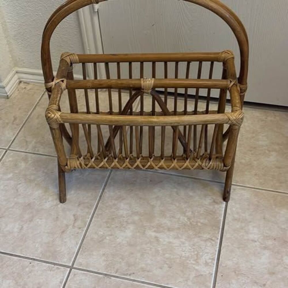 Vintage Rattan Magazine Rack